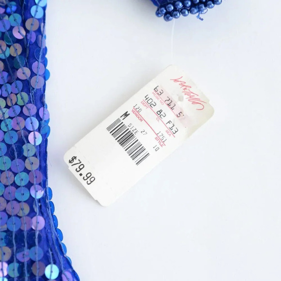 Vintage Lord & Taylor Purple 100% Silk Deadstock Sequins Short Sleeve Blouse M - Picture 6 of 15